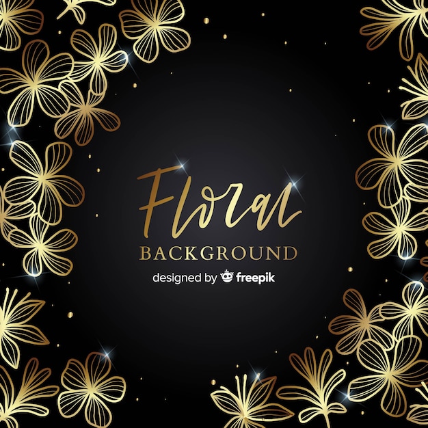 Vector gratuito fondo floral dorado