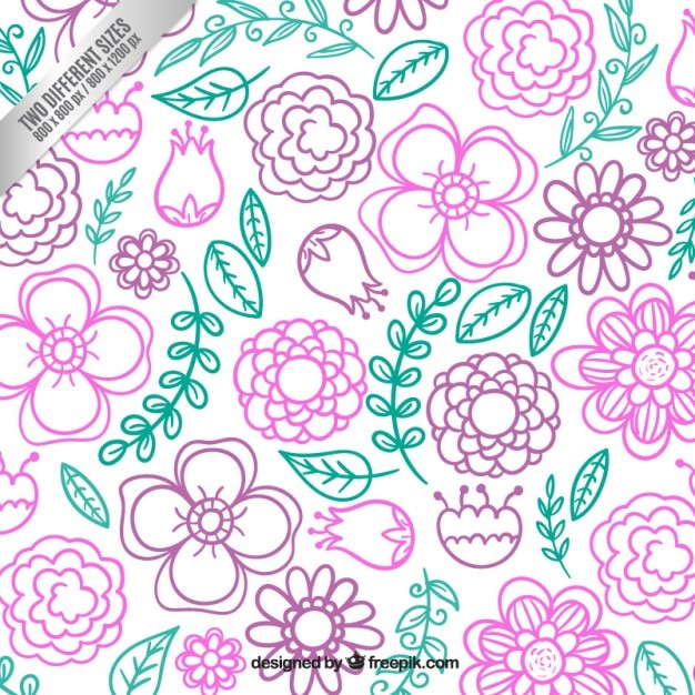Vector gratuito fondo floral en estilo hecho a mano