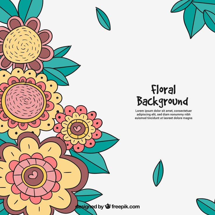 Vector gratuito fondo floral en estilo hecho a mano