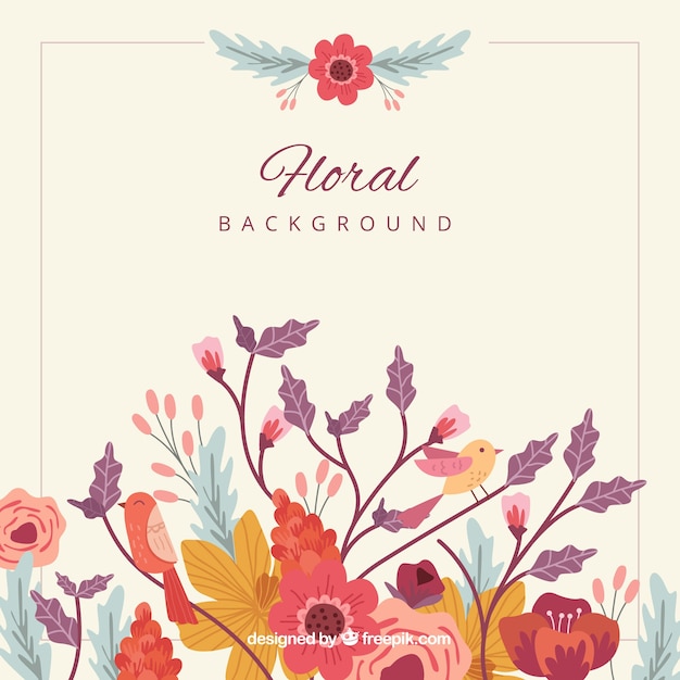 Fondo floral en estilo hecho a mano