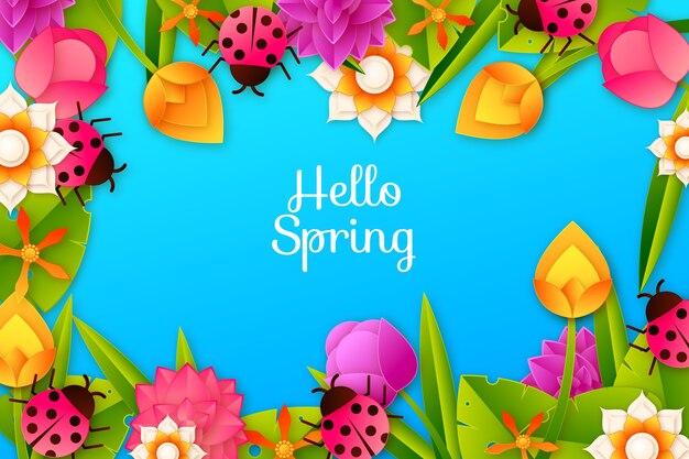 Vector gratuito fondo floral estilo papel para la primavera