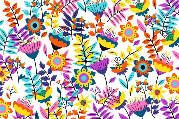Fondo floral exótico de neón