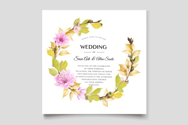 fondo floral de flor de cerezo y diseño de corona