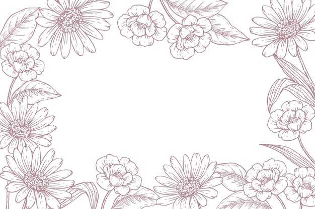 Fondo floral grabado dibujado a mano