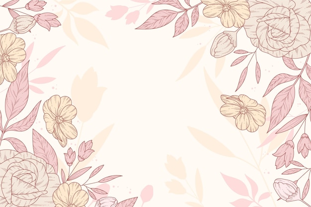 Fondo floral grabado dibujado a mano