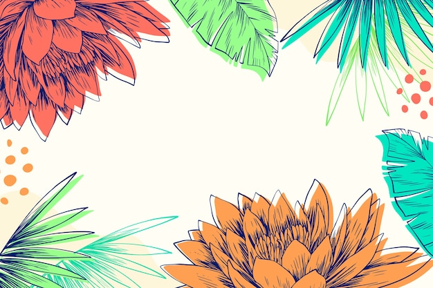 Fondo floral grabado dibujado a mano