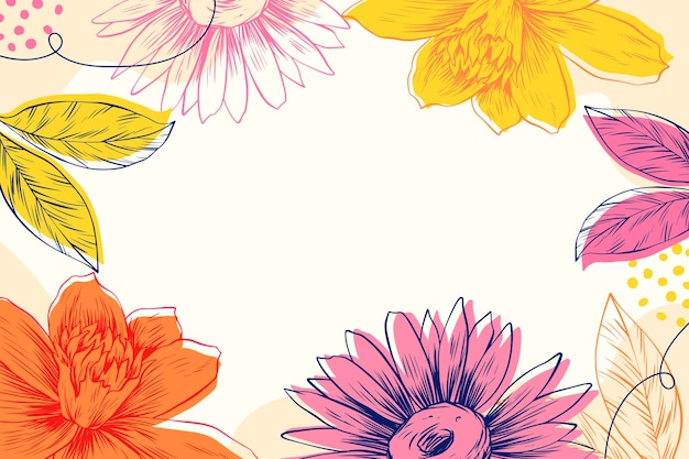 Vector gratuito fondo floral grabado dibujado a mano