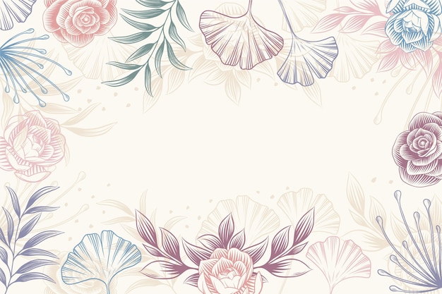 Fondo floral grabado dibujado a mano