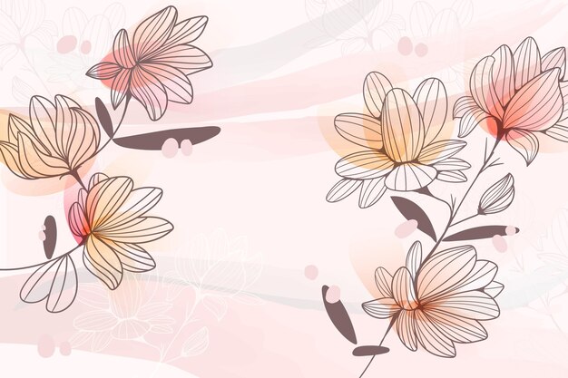 Fondo floral grabado dibujado a mano