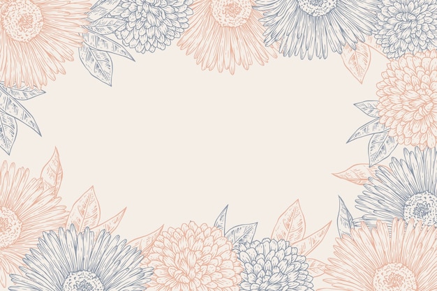 Fondo floral grabado dibujado a mano