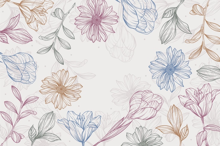 Vector gratuito fondo floral grabado lineal dibujado a mano