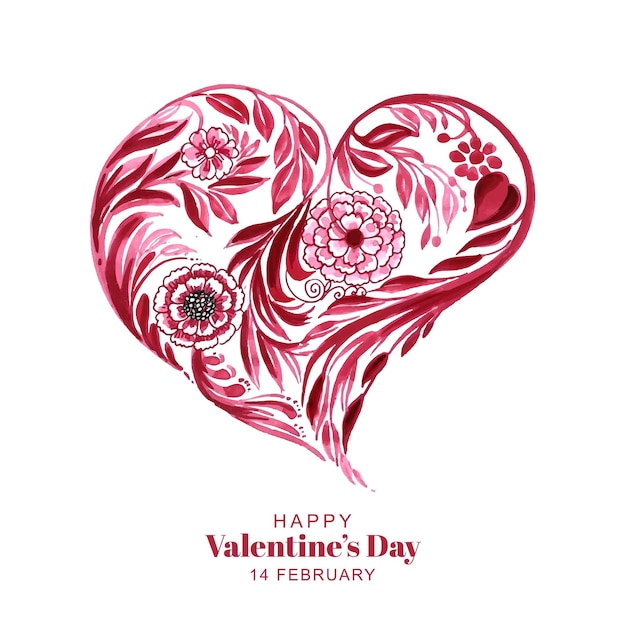 Fondo floral hermoso decorativo de la tarjeta del día de san valentín en forma de corazón