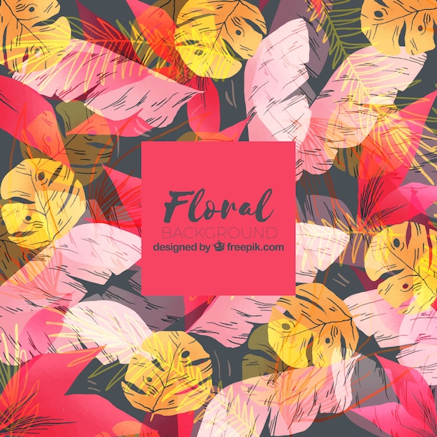 Vector gratuito fondo floral con hojas coloridas