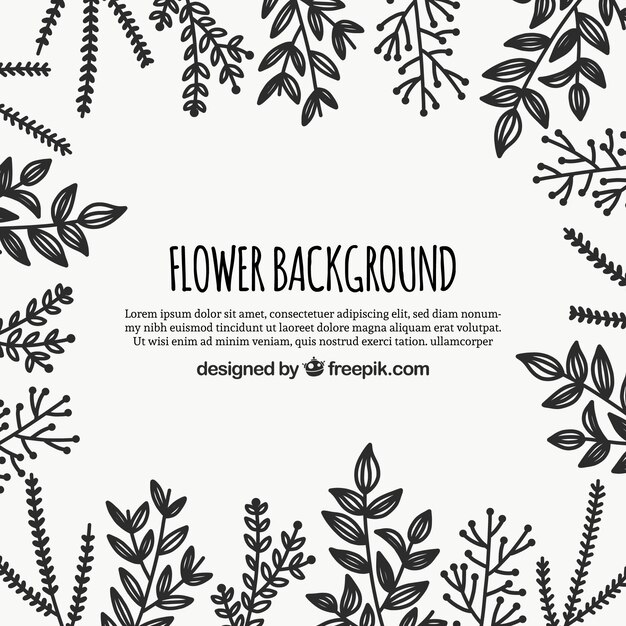 Fondo floral con hojas en estilo hecho a mano