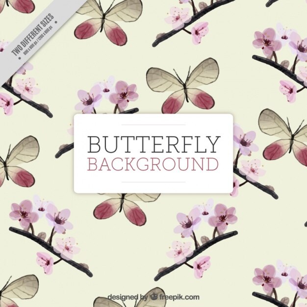Fondo floral con mariposas