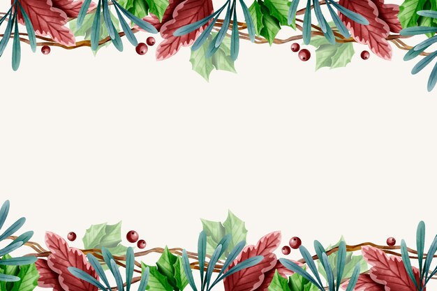 Fondo floral navideño acuarela