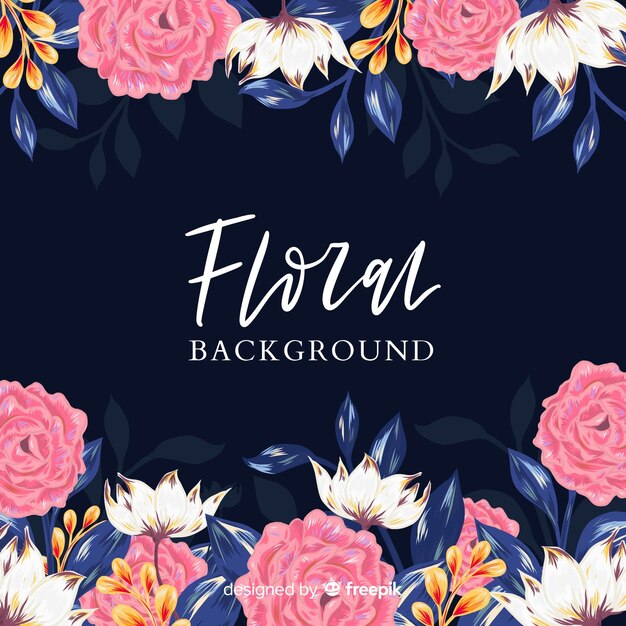 Fondo floral oscuro dibujado a mano