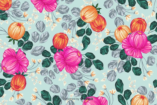 Vector gratuito fondo floral pintado a mano