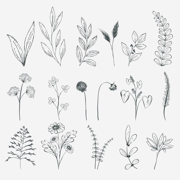 Fondo floral plano con ilustración de dibujado a mano acuarela