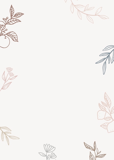 Fondo floral con plantas en estilo lineart.