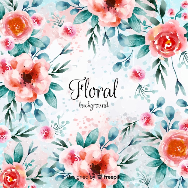 Fondo floral primavera acuarela