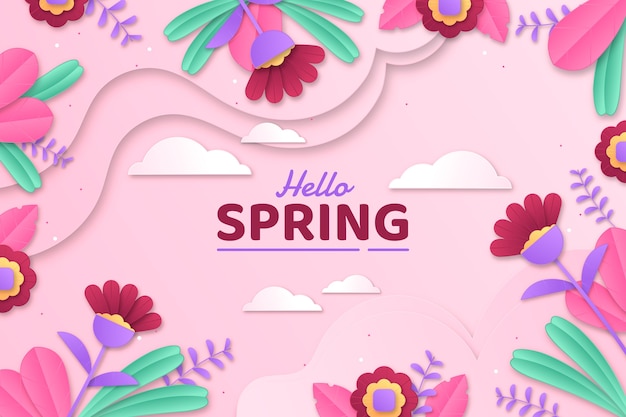 Vector gratuito fondo floral de primavera estilo papel