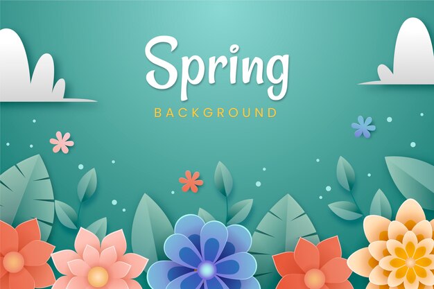 Fondo floral de primavera de estilo papel