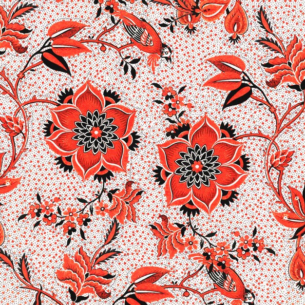 Fondo floral rojo estilo vintage
