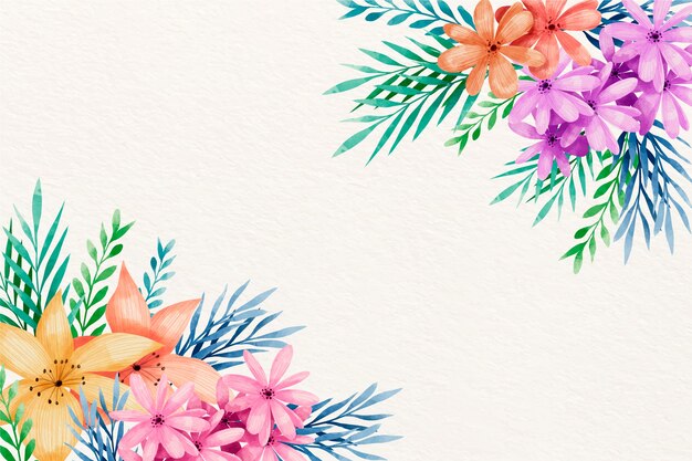 Fondo de flores acuarela en colores pastel