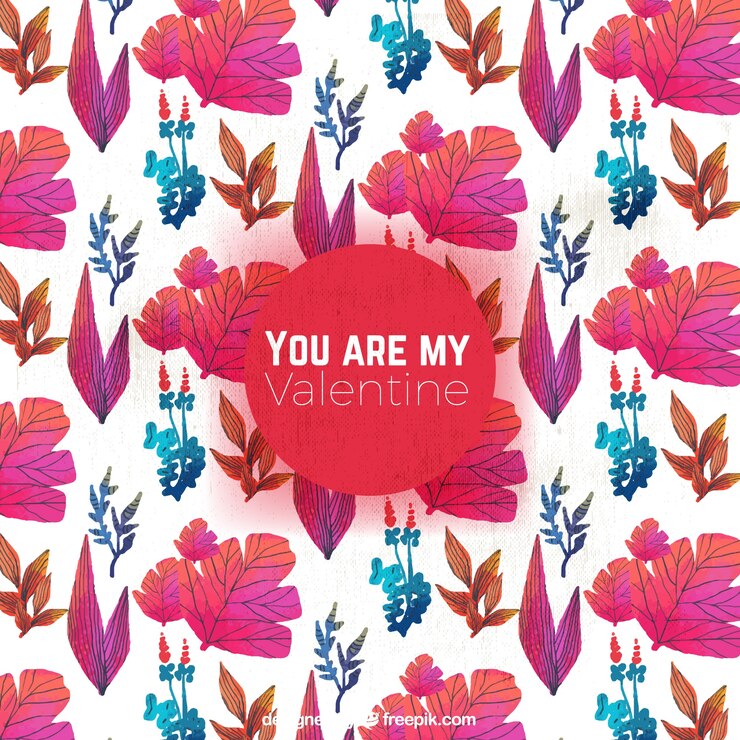 Vector gratuito fondo de flores de acuarela con frase de valentín