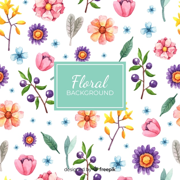 Fondo de flores en acuarela