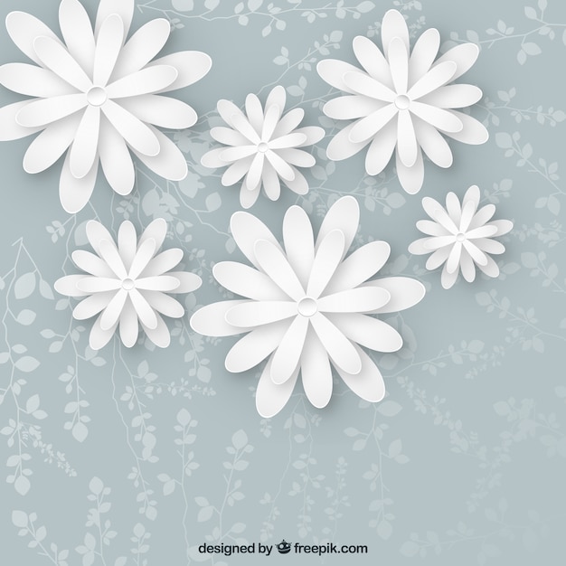 Vector gratuito fondo de flores blancas