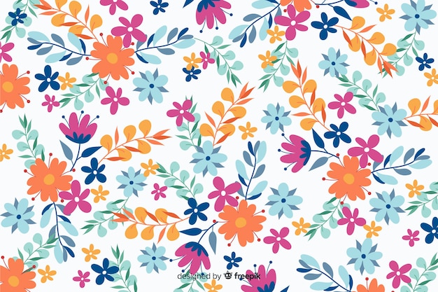 Vector gratuito fondo de flores bonitas en diseño plano