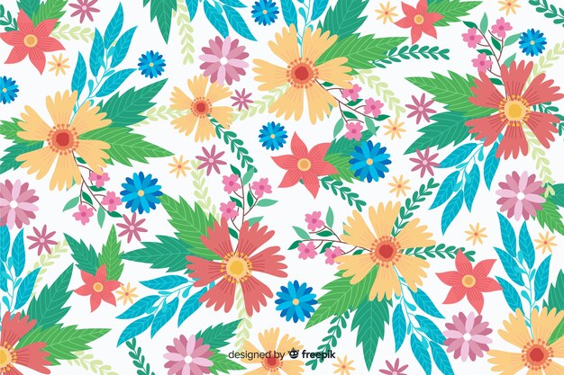 Fondo de flores bonitas en diseño plano