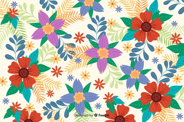 Fondo de flores bonitas en diseño plano