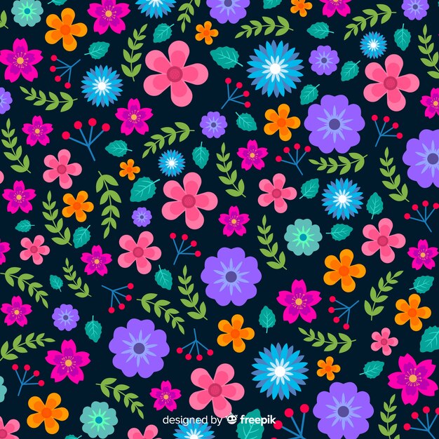 Fondo de flores de colores estilo plano