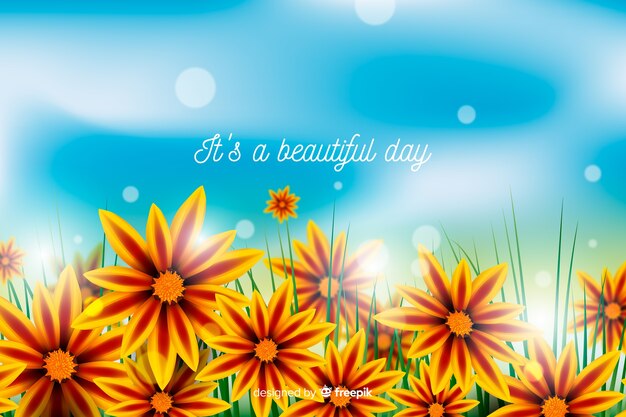 Fondo de flores coloridas con cita inspiradora
