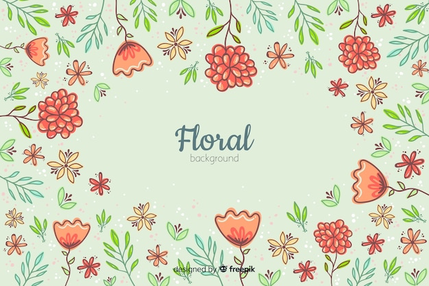 Fondo de flores coloridas dibujado a mano