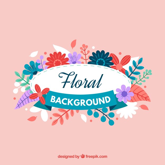 Fondo de flores coloridas en estilo plano