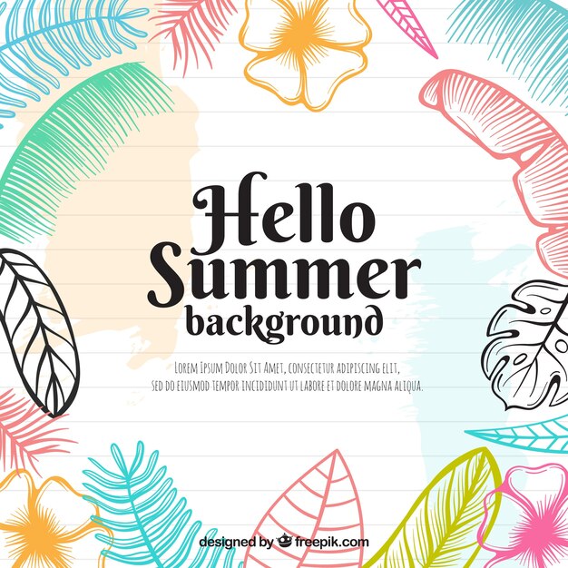 Fondo de flores coloridas de verano en estilo hecho a mano