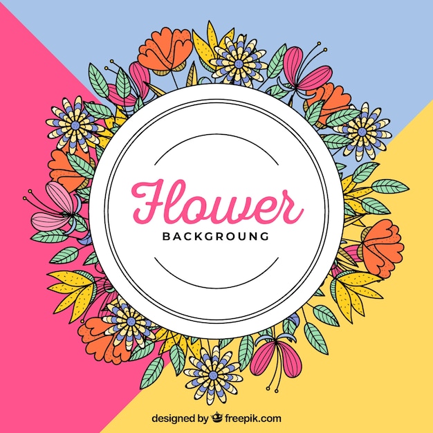 Vector gratuito fondo de flores con concepto de marco redondo