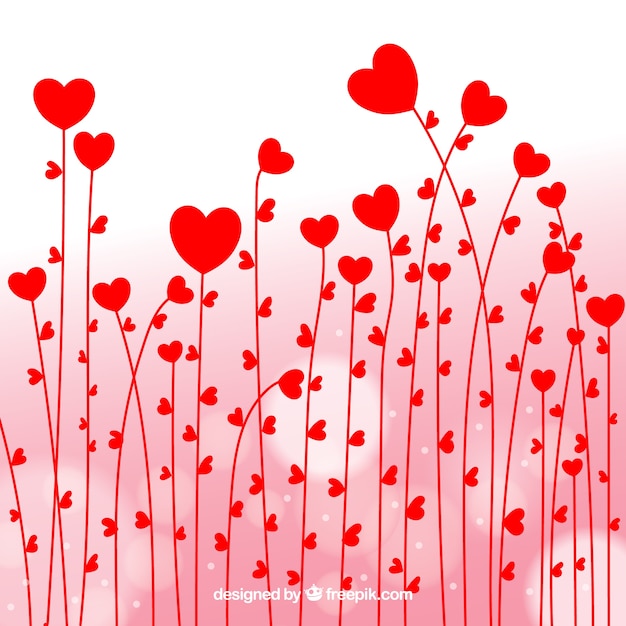 Vector gratuito fondo de flores de corazones rojos