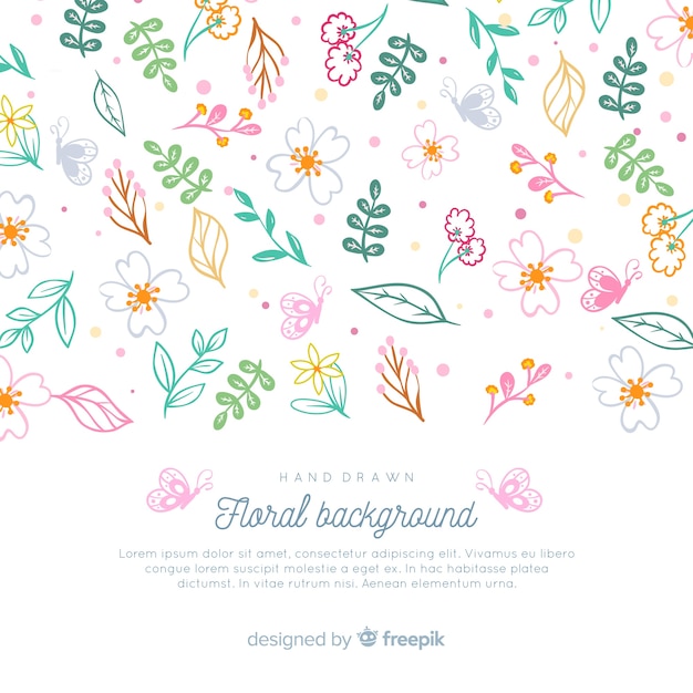 Fondo de flores dibujado a mano
