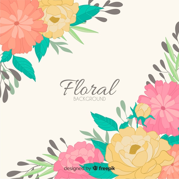 Vector gratuito fondo de flores dibujado a mano