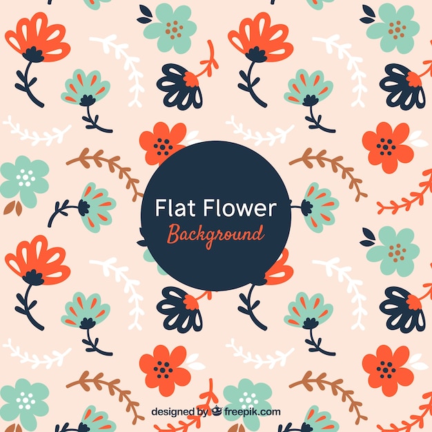 Fondo de flores con diseño plano