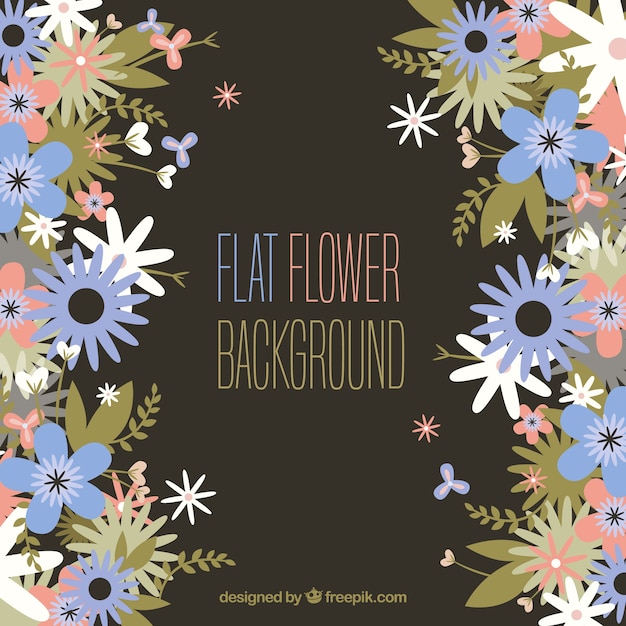 Vector gratuito fondo de flores con diseño plano