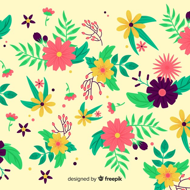Fondo de flores en diseño plano