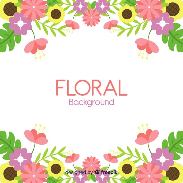 Fondo de flores en diseño plano
