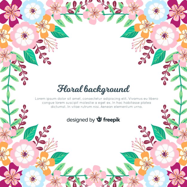 Fondo de flores en diseño plano
