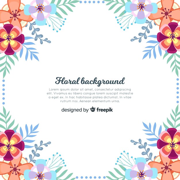 Fondo de flores en diseño plano